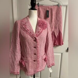 Teri Jon Candy Pink Rosette Skirt Set NWT 6